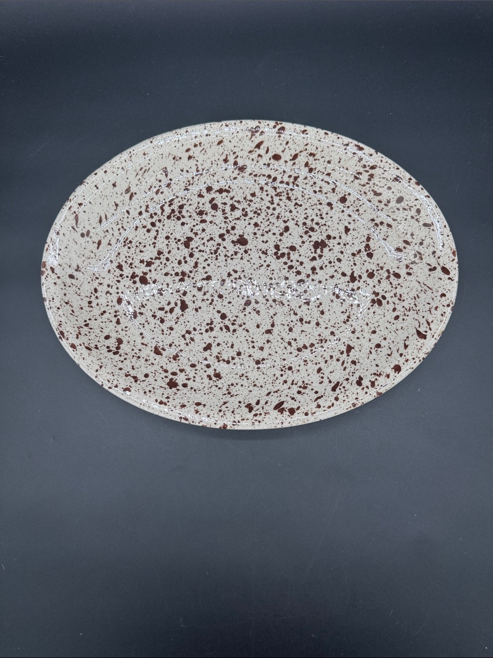 Payden City Splatterware Ceramic Oval Serving Platter Vintage